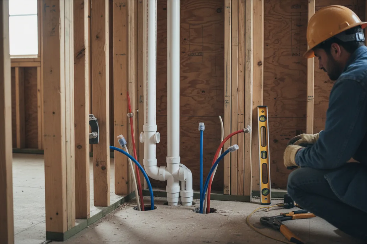 Drain and supply rough-in during Leak Detection in San Pablo